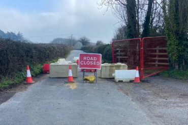 Road closed signs at Firestone Copse