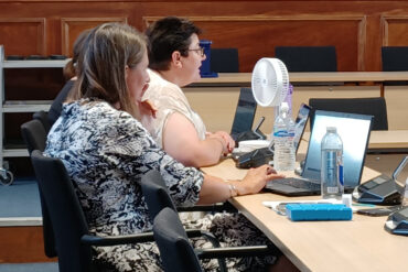 Laura Gaudion - centre right - in council chamber