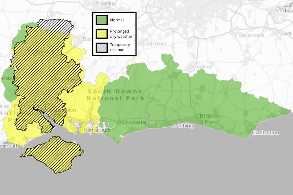 Map of which areas are in prolonged dry area