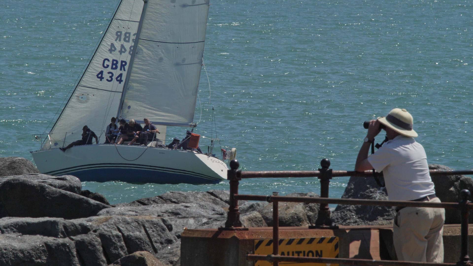 Boats passing Ventnor during Round the Island Race 2026