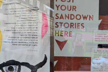 Posters with memories of sandown written on them