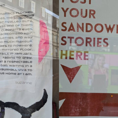 Posters with memories of sandown written on them