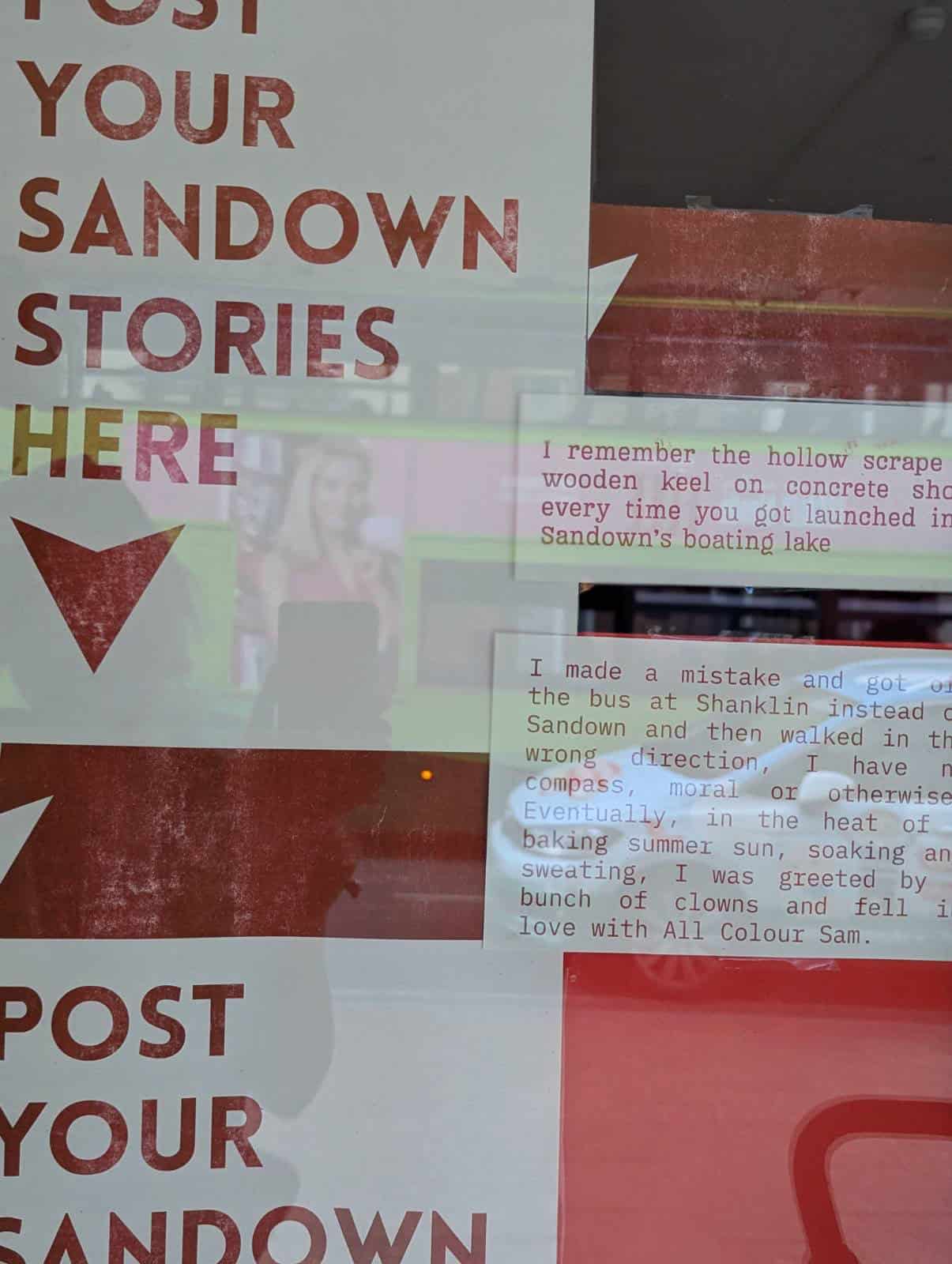 Posters with memories of sandown written on them
