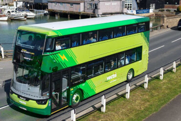 Southern Vectis bus crossing Wootton Creek bridge