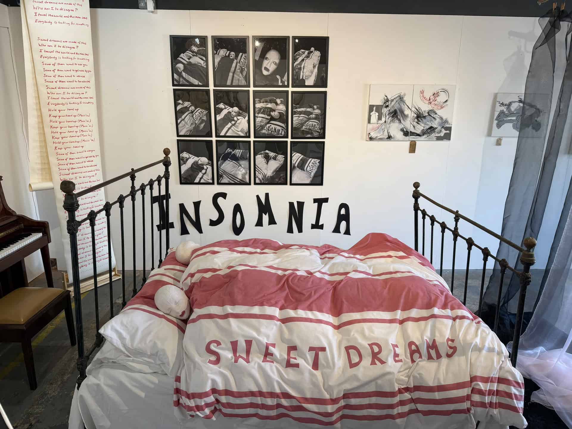 Sweet Dreams exhibition showing the bed