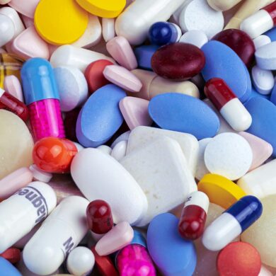 lots of different medication tablets and pills