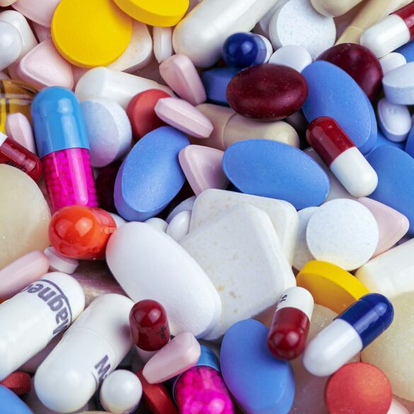 lots of different medication tablets and pills