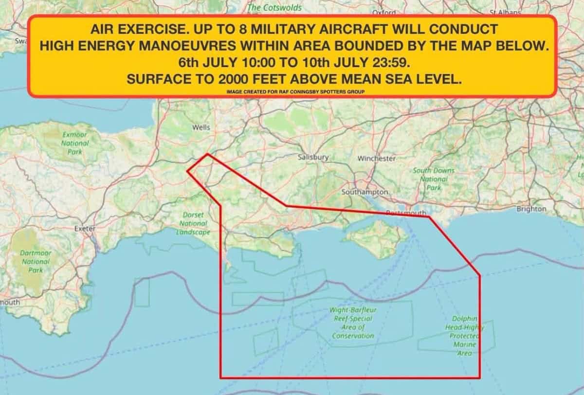 map of military maneouvres by RAF Coningsby Spotters Group
