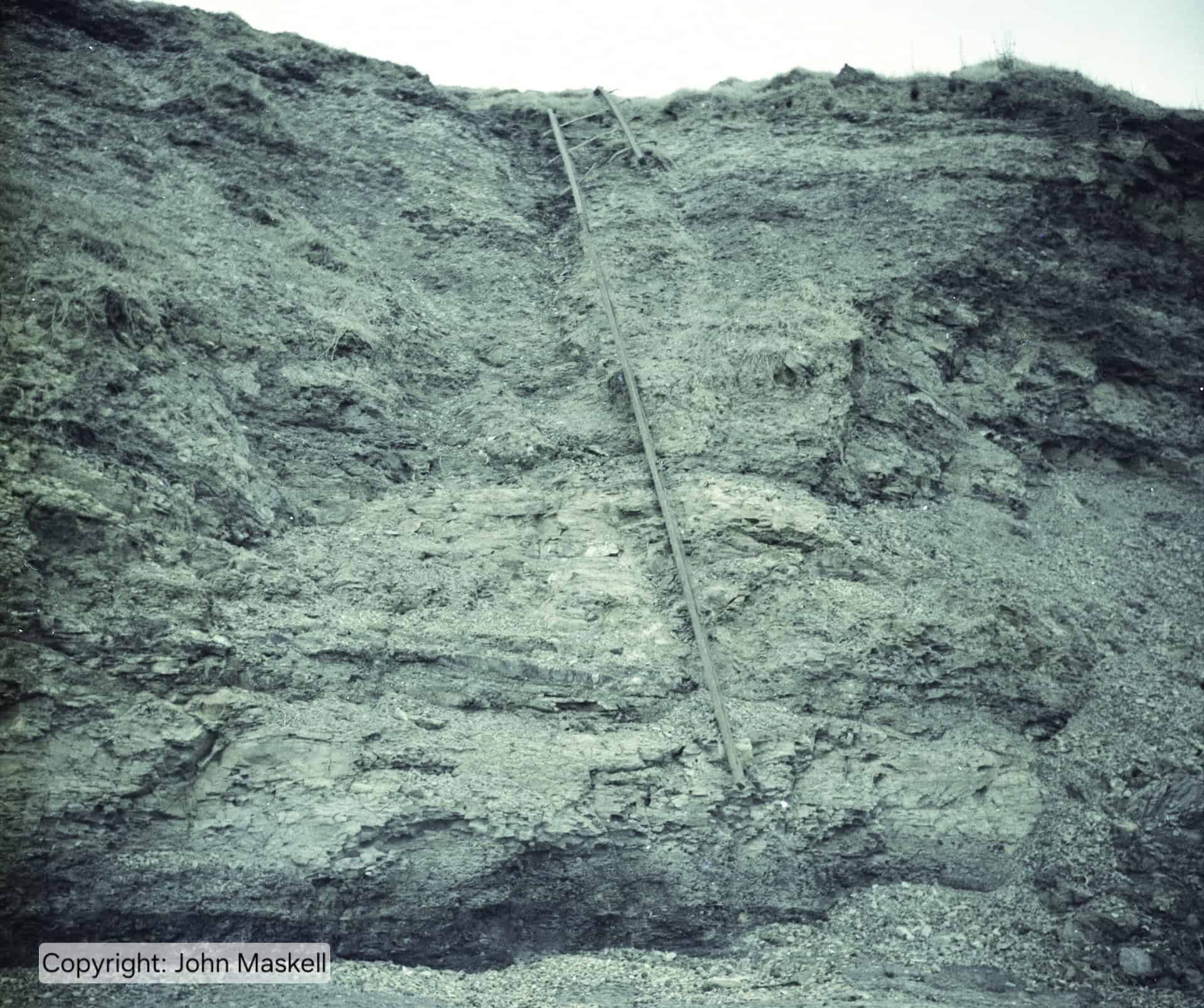 Black and white photo showing remnants of the old tramway