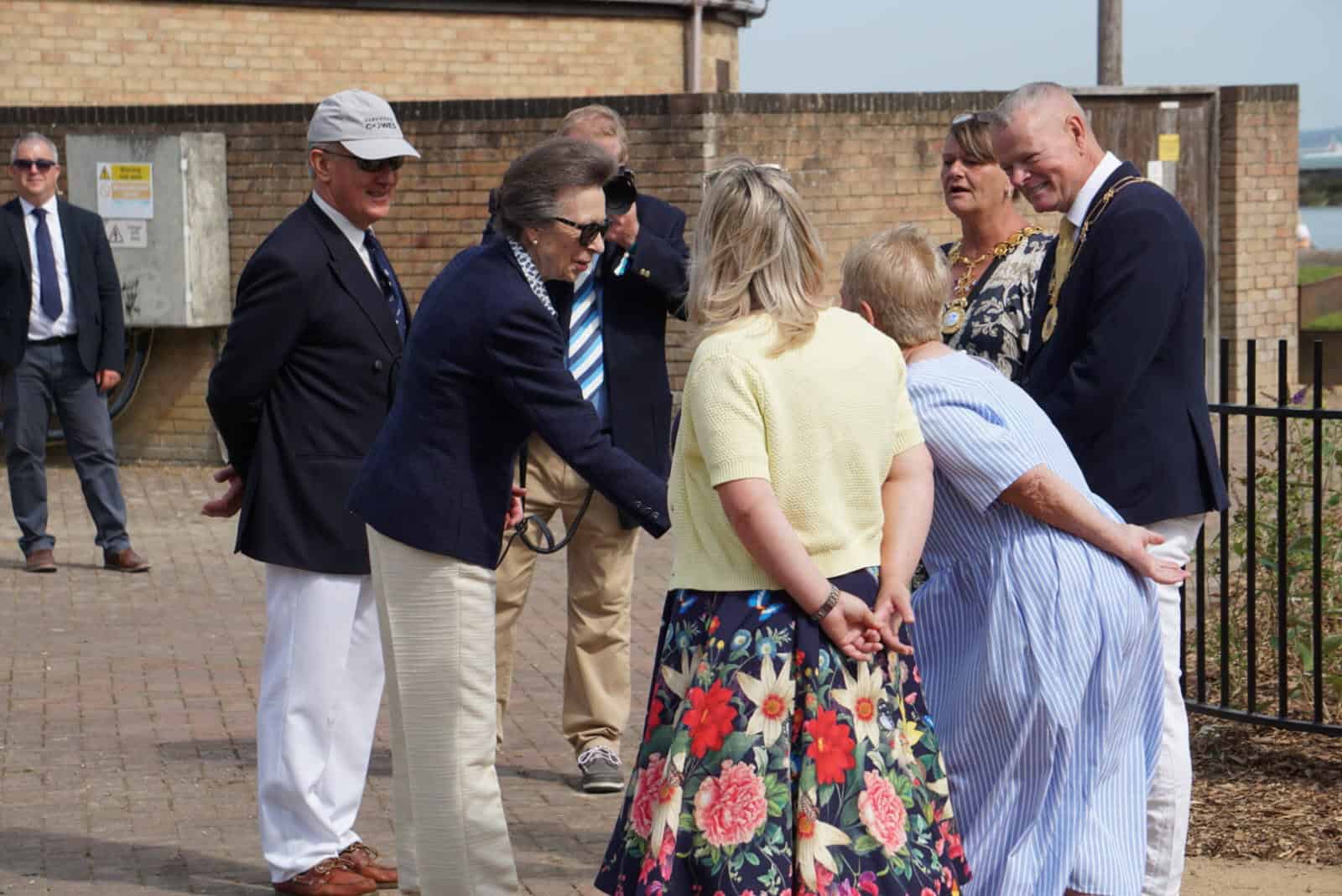 Princess Anne speaking to the public at Albany Green opening