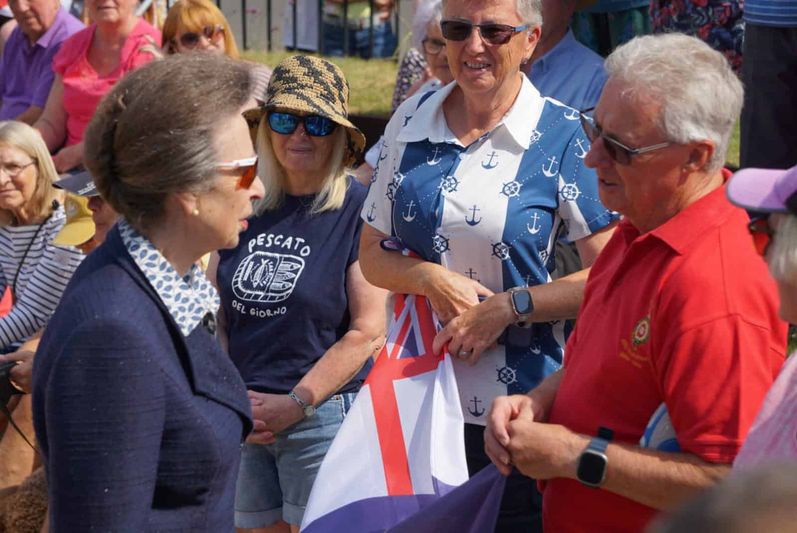 Princess Anne speaking to the public at Albany Green opening