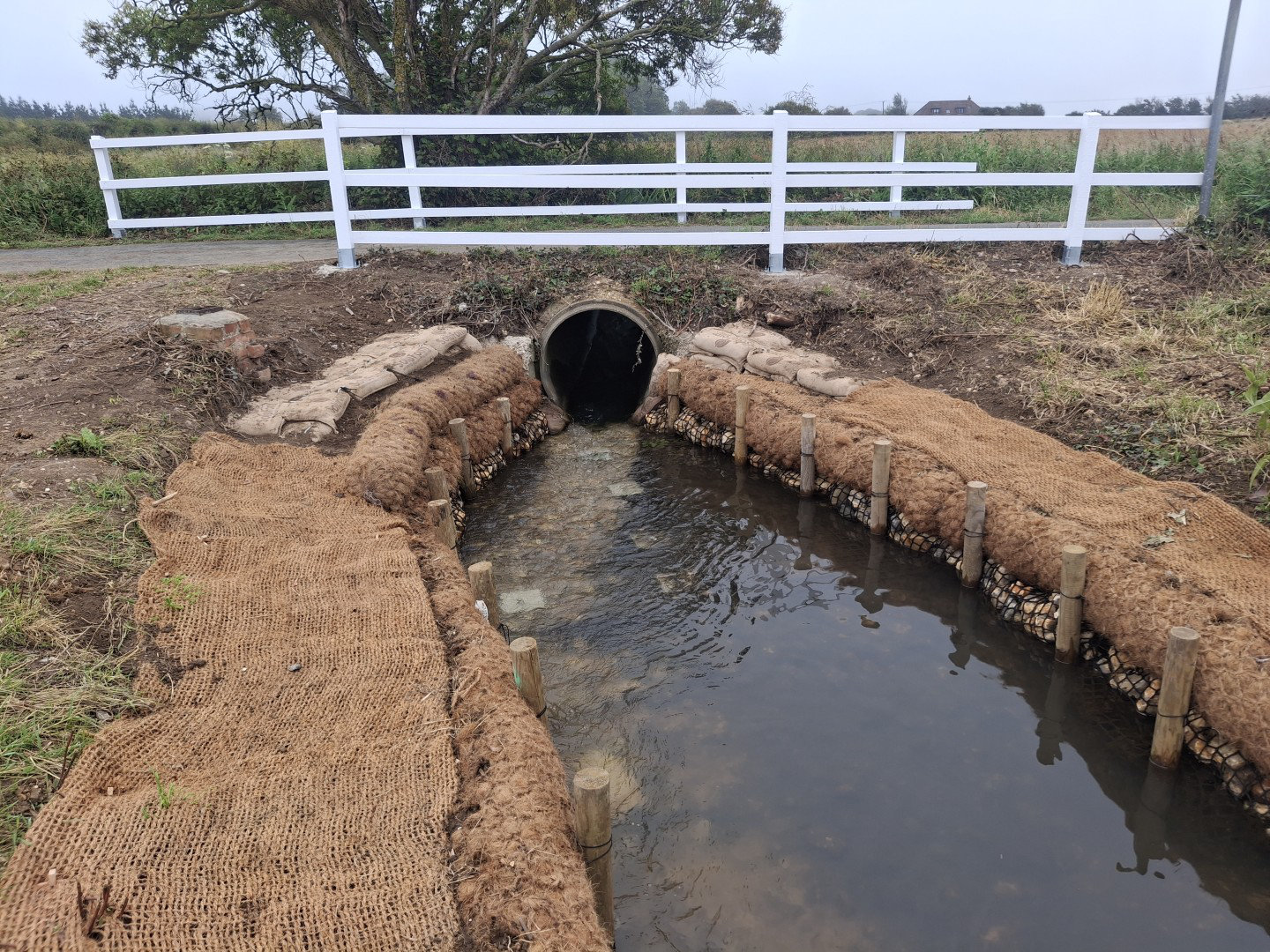 Muggleton Bridge after the work with new banks and vegetation removed