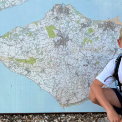 Charlie and a map of the Island
