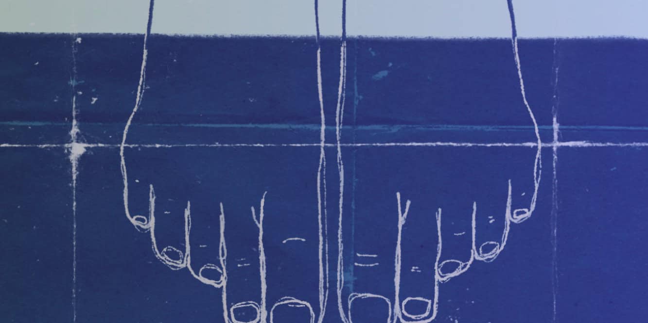 Book Cover showing an illustration of feet dipping into water