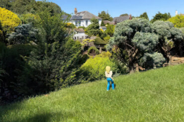 Erica the streaker in a Godshill Model Village field