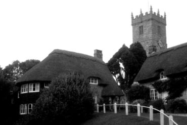 Black and white photo of hollow lane godshill
