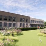 Illustrative Visual of school hall and external play areas