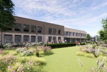 Illustrative Visual of school hall and external play areas