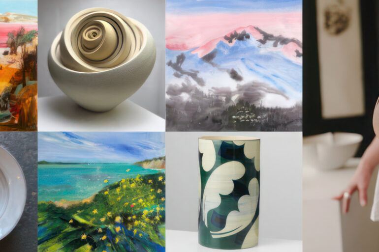 Montage of work by different artists at Binnel Studios