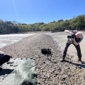 Pete Johnstone taking photos of fisherman Joe Sanders