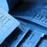 A book of blue Raffle tickets