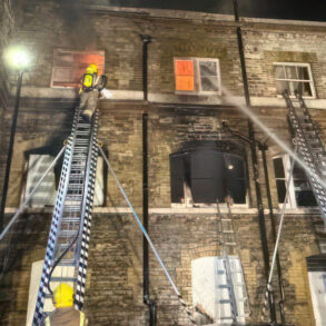 Fire crews fighting fire at Ryde Theatre