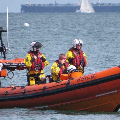 Sandown and Shanklin lifeboat watching the race