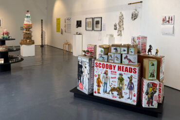 Display of items connected to exhibitions and events at Quay Arts over the decades