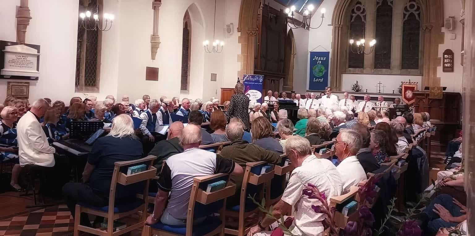 Choirs and audience at the totland concert