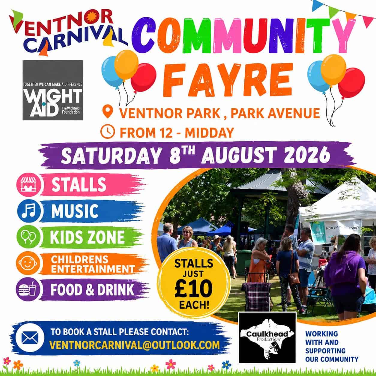 Poster with details of eventing on 8th August
