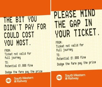 Tickets with short fare warnings on them