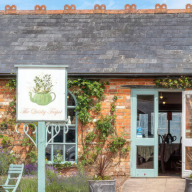 The exterior of the quirky teapot cafe