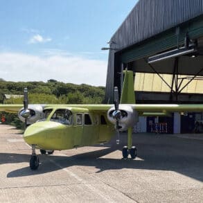 Britten-Norman Islander Aircraft in the hanger