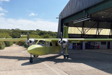 Britten-Norman Islander Aircraft in the hanger