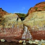 The different layers of rocks at Churchill's Chine in 2023