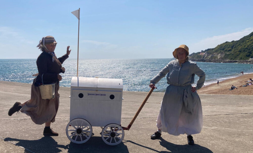 Michelle and Teresa performing as The Dippers on the seafront
