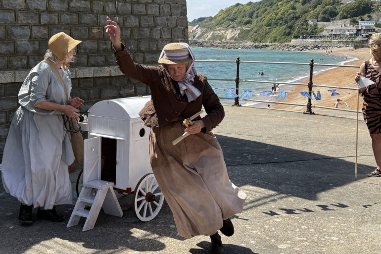 Michelle and Teresa performing as The Dippers on the seafront