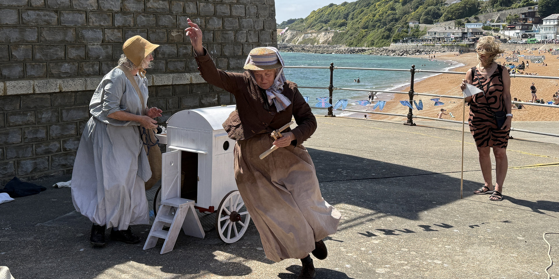 Michelle and Teresa performing as The Dippers on the seafront