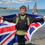 Freddie holding the british flag