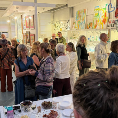 People attending the opening of the exhibition