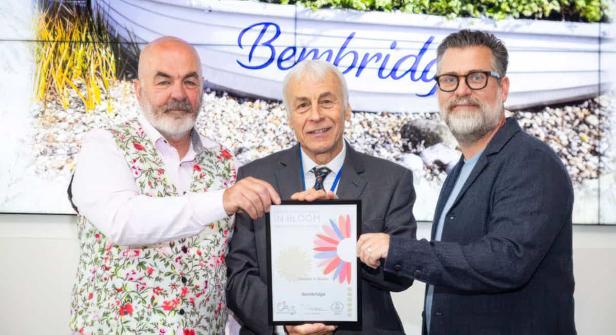Parish Supervisor Lengthsman, Steve Davidge, and Councillor Mark Rochell picking up the award for Parish in Bloom at Wisley