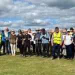 People attending the coastal path opening
