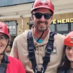 Vix Lowthion & Gordy getting ready for the abseil