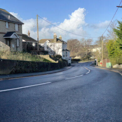 resurfaced road in Wroxall