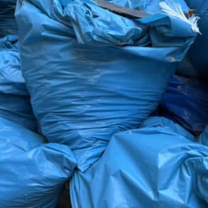 rubble bags piled up