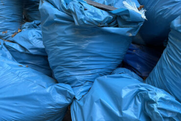 rubble bags piled up