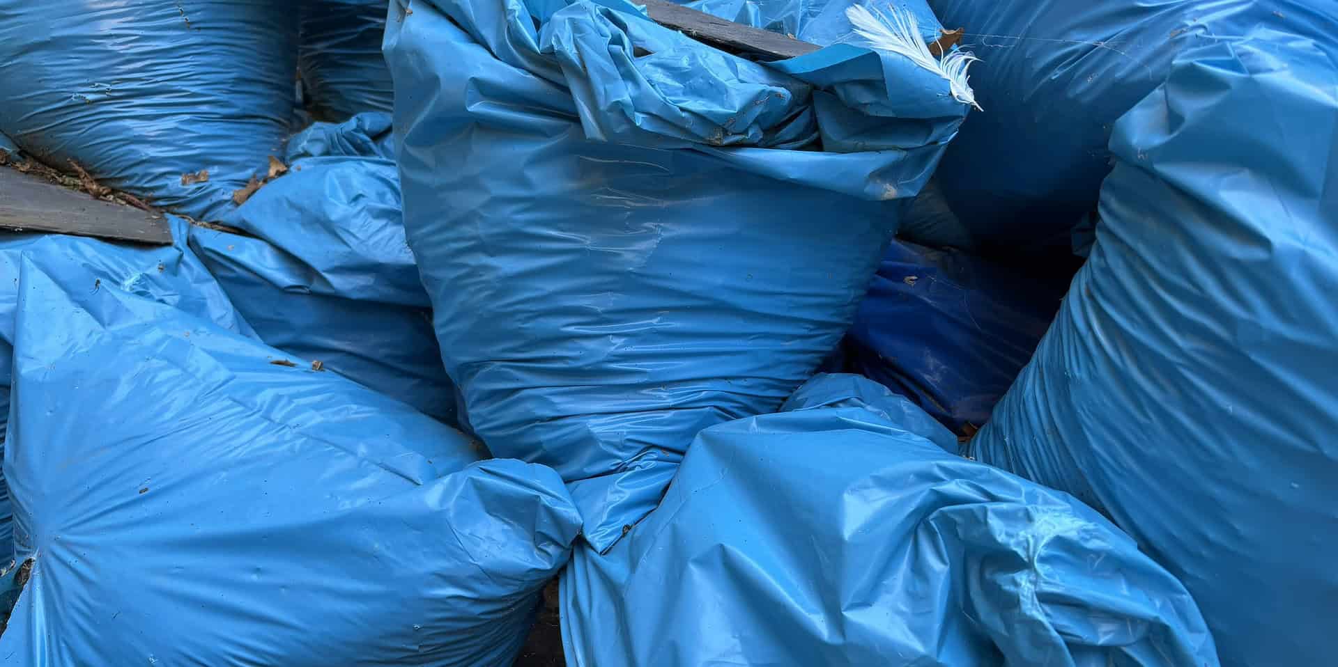 rubble bags piled up