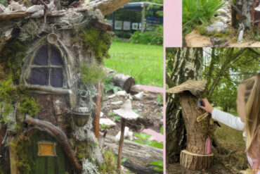 Child looking at the fairy house