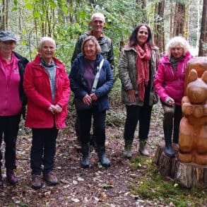 Howes Wood - One group of public ballot winners along with another local woodland owner, Helen Butler - our woodland manager & Eric the squirrel