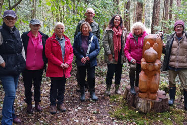 Howes Wood - One group of public ballot winners along with another local woodland owner, Helen Butler - our woodland manager & Eric the squirrel